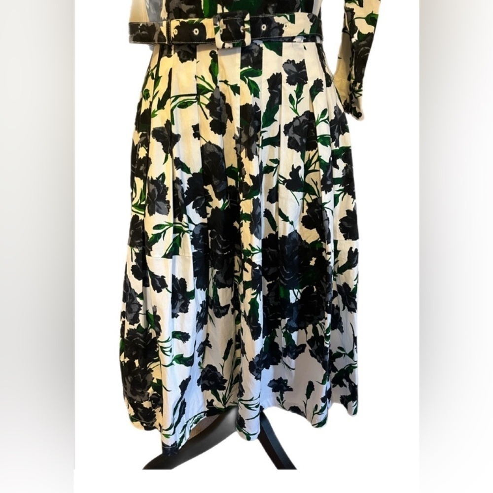 NWOT SAMANTHA SUNG Black and Green Floral Long Sleeve Dress- size 6 - Picture 4 of 6